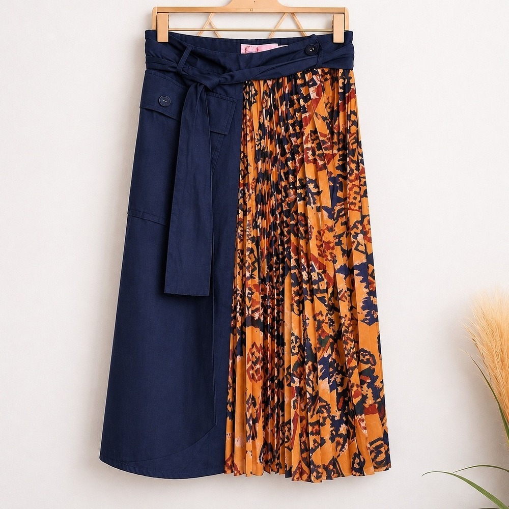 Anthropologie NEW Eva Franco Kavi Pleated Cargo Mix Media Wrap Skirt SZ Small 2 - Picture 13 of 13